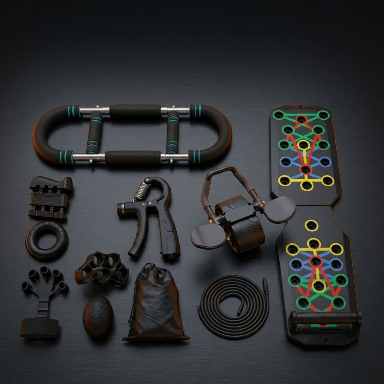 The FORTIS Set — all four tools, resistance band and carry bag